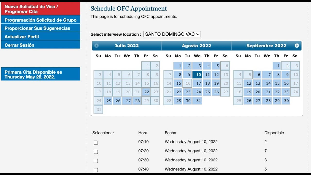 Cómo Consultar Las Fechas Disponibles Para Cita De Visa Americana 9254