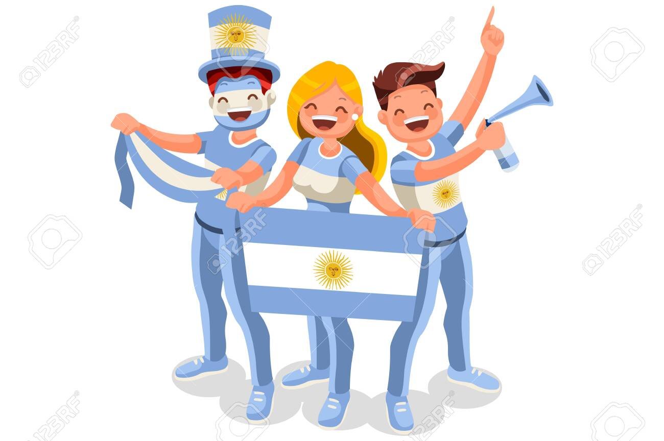 personas celebrando con banderas argentinas